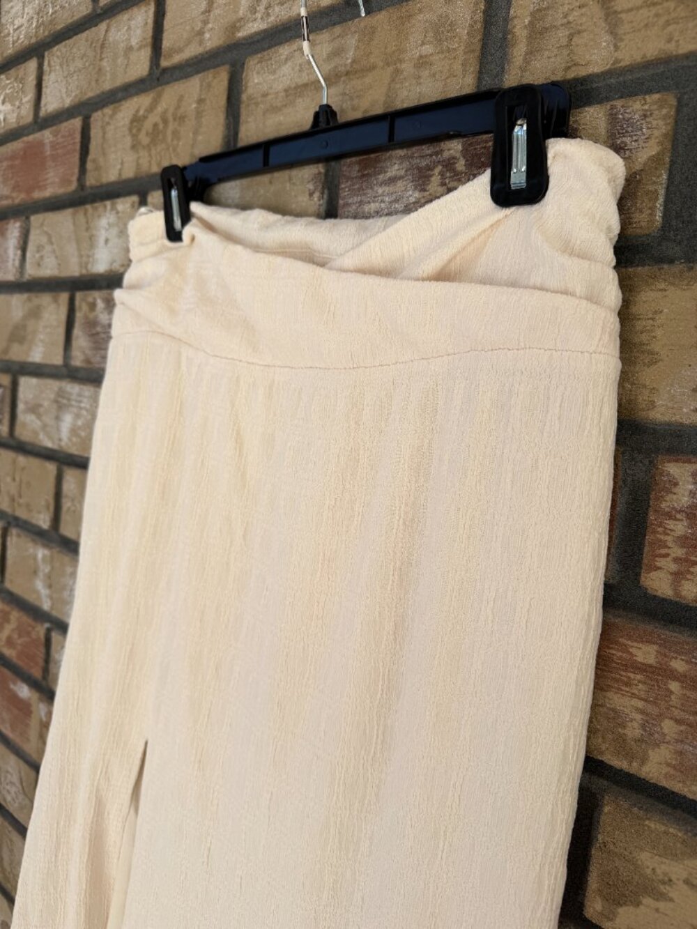 Free People Tovah Textured Plaid Slit Maxi Skirt Tofu Cream Size Large NWT - Picture 4 of 14